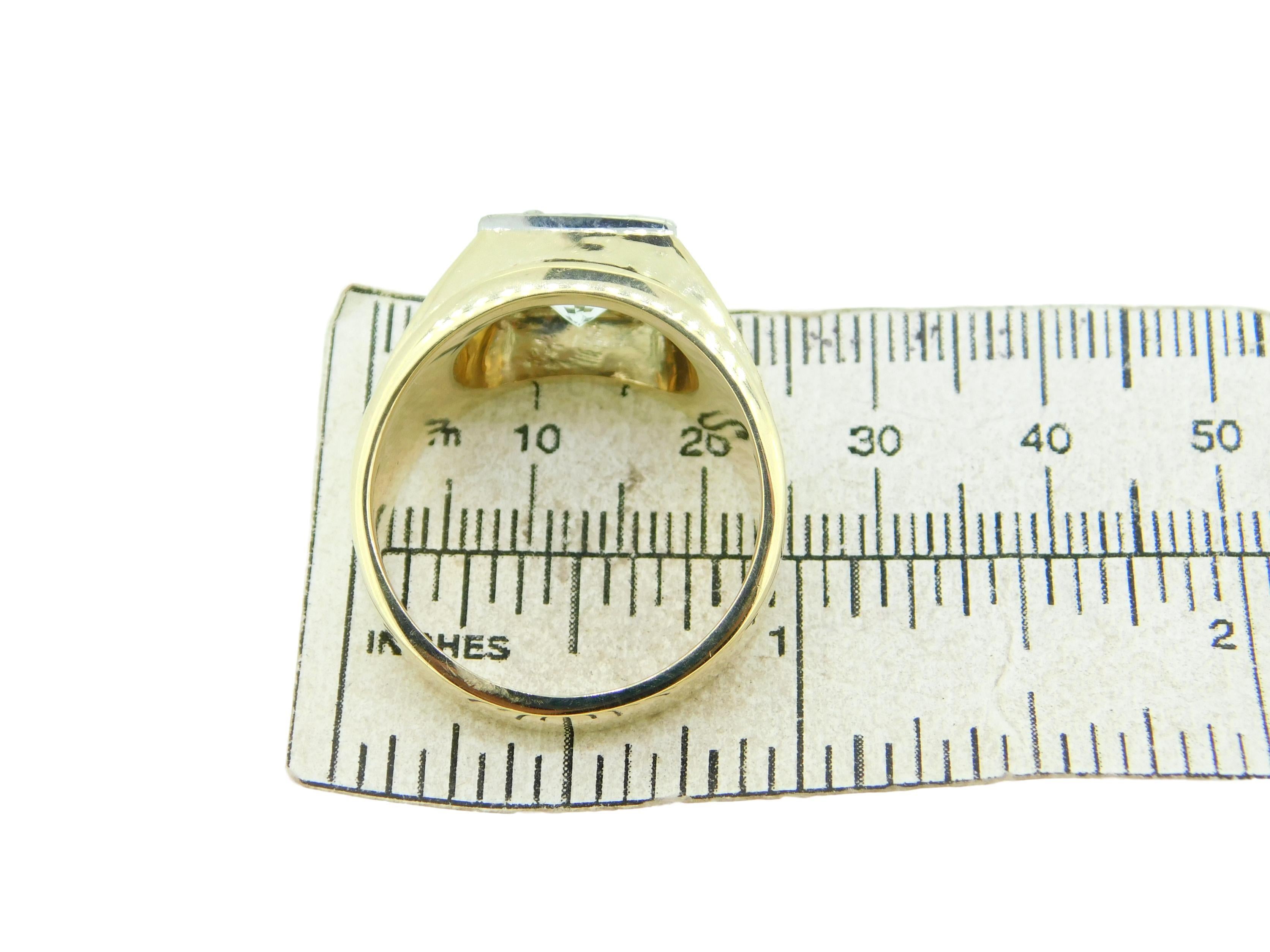 14k Yellow Gold and Platinum Men's Genuine Natural Aquamarine Ring '#J4724' 3