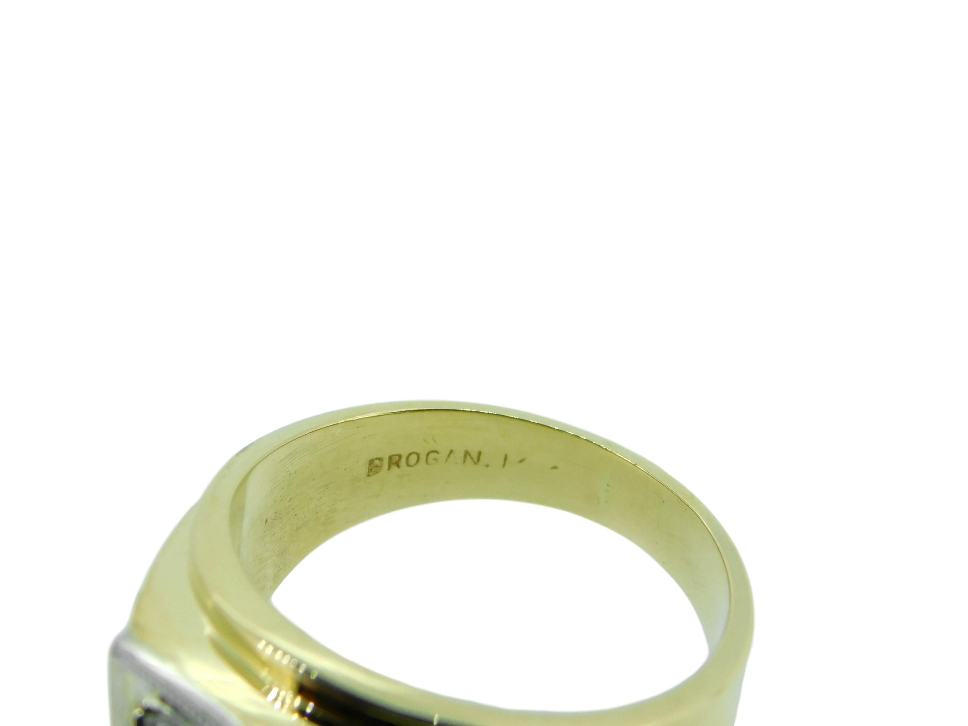 Round Cut 14k Yellow Gold and Platinum Men's Genuine Natural Aquamarine Ring '#J4724'