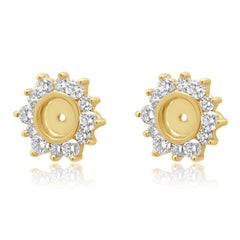 14K Yellow Gold and Prong Set Round Diamond Earring Jackets