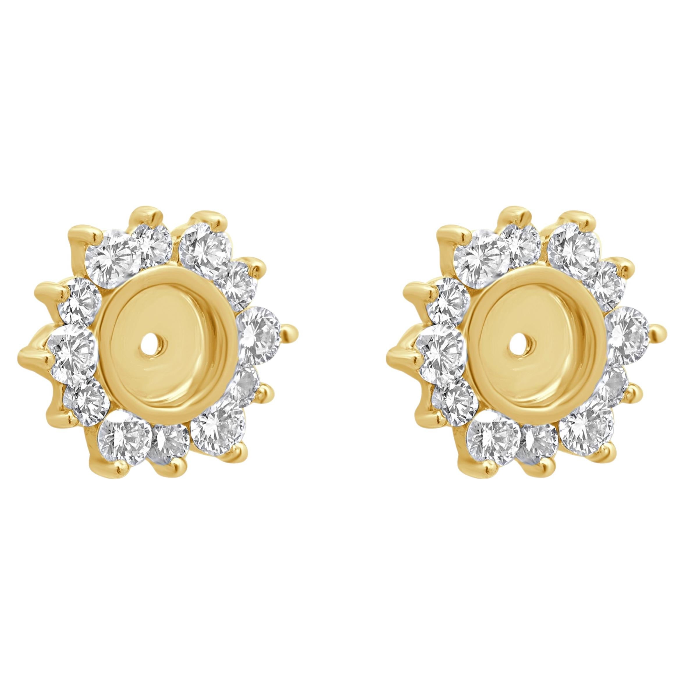 Pendientes de oro amarillo de 14 quilates con diamantes redondos engastados en garras