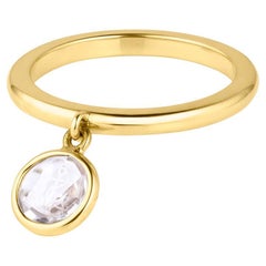 Anello Charm Hope in oro giallo 14K e cristallo di rocca con incisione antica
