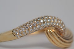 14K Yellow Gold and Round Diamond Braided Bangle Bracelet, 4.65 Carats