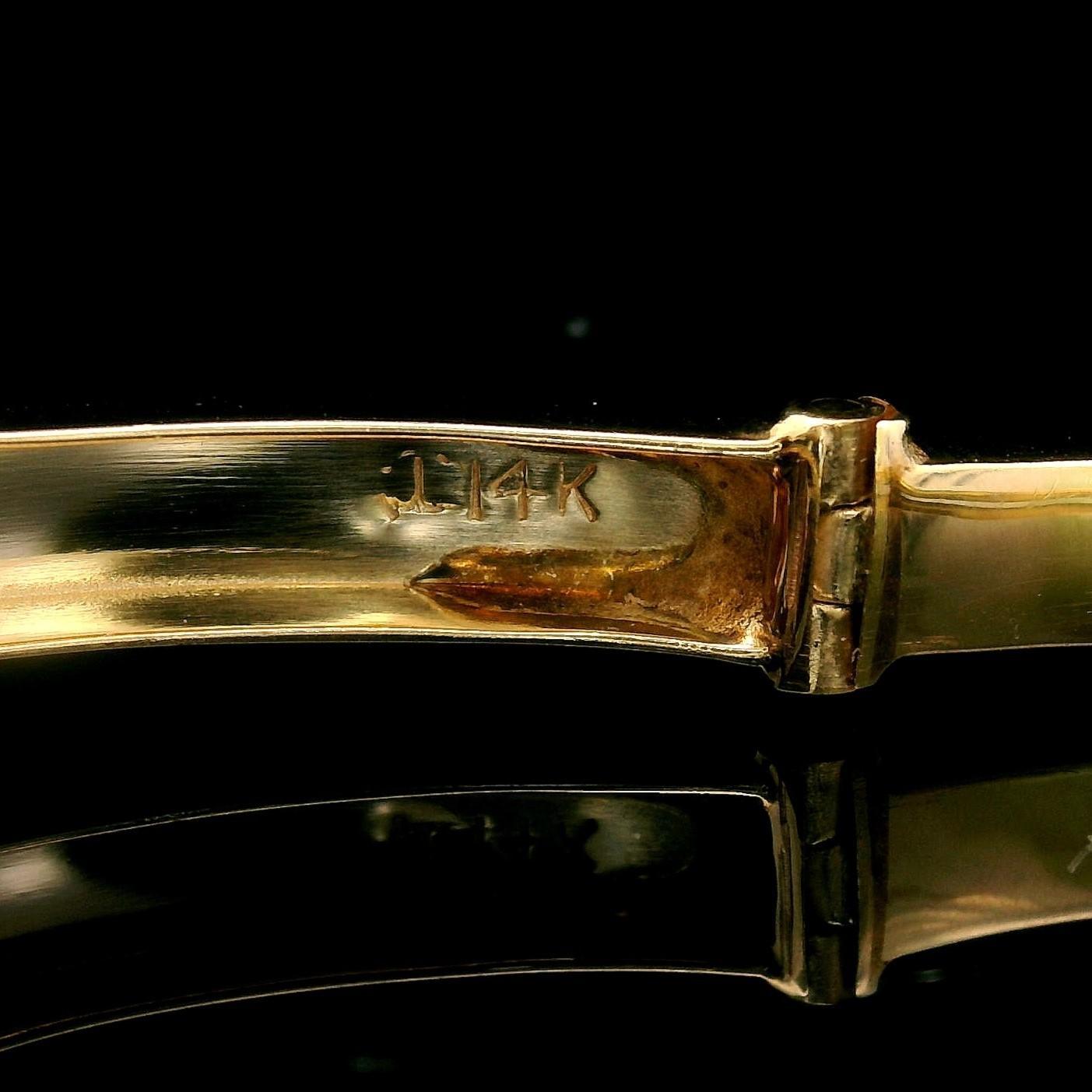 Women's 14k Yellow Gold and Ruby 12g Vintage Floral Bangle Bracelet 6.25