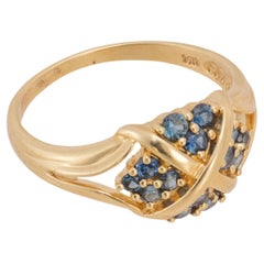 14K Yellow Gold and Sapphire Illusion Setting Cocktail Ring