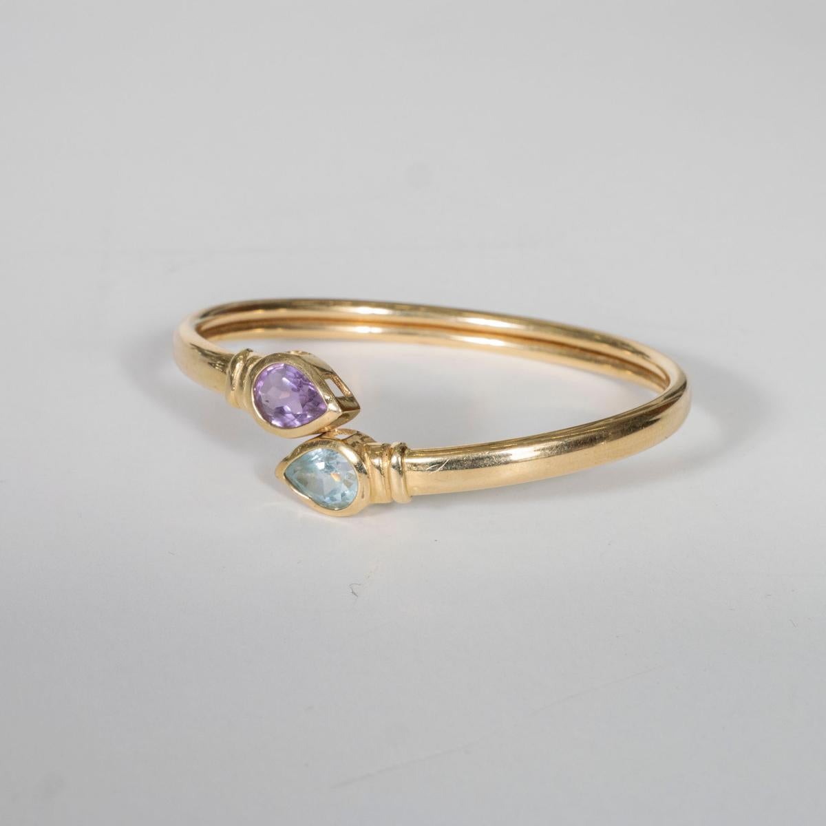 American 14K Yellow Gold and Semi-Precious Stone Bracelet For Sale