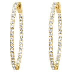 Boucles d'oreilles créoles « Inside Outside » en or jaune 14 carats, serties de diamants ronds à griffes partagées