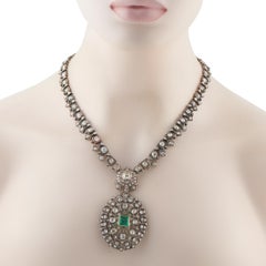 14K Yellow Gold and Silver 27.0ct Diamond and Emerald Necklace MF26-012726
