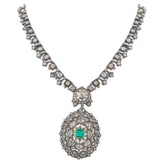 14K Yellow Gold and Silver 27.0ct Diamond and Emerald Necklace MF26-012726