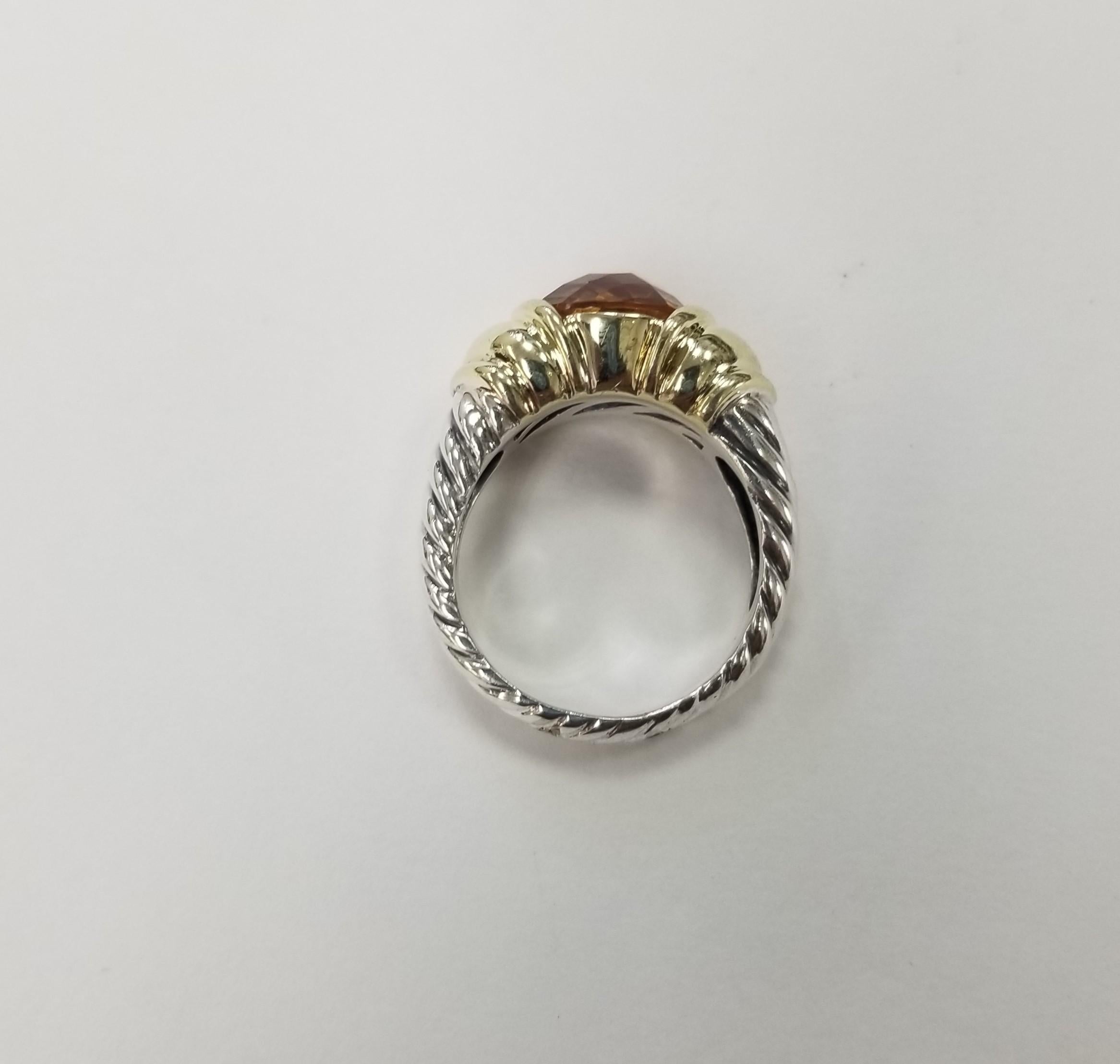 14k Yellow Gold And Silver Checker Board Citrine Ring
Specifications:
    main stone: 12.11 mm Citrine
    metal: 14K Yellow Gold and Silver
    type: ring
    weight: 12.60gr
    size: 9 US
  