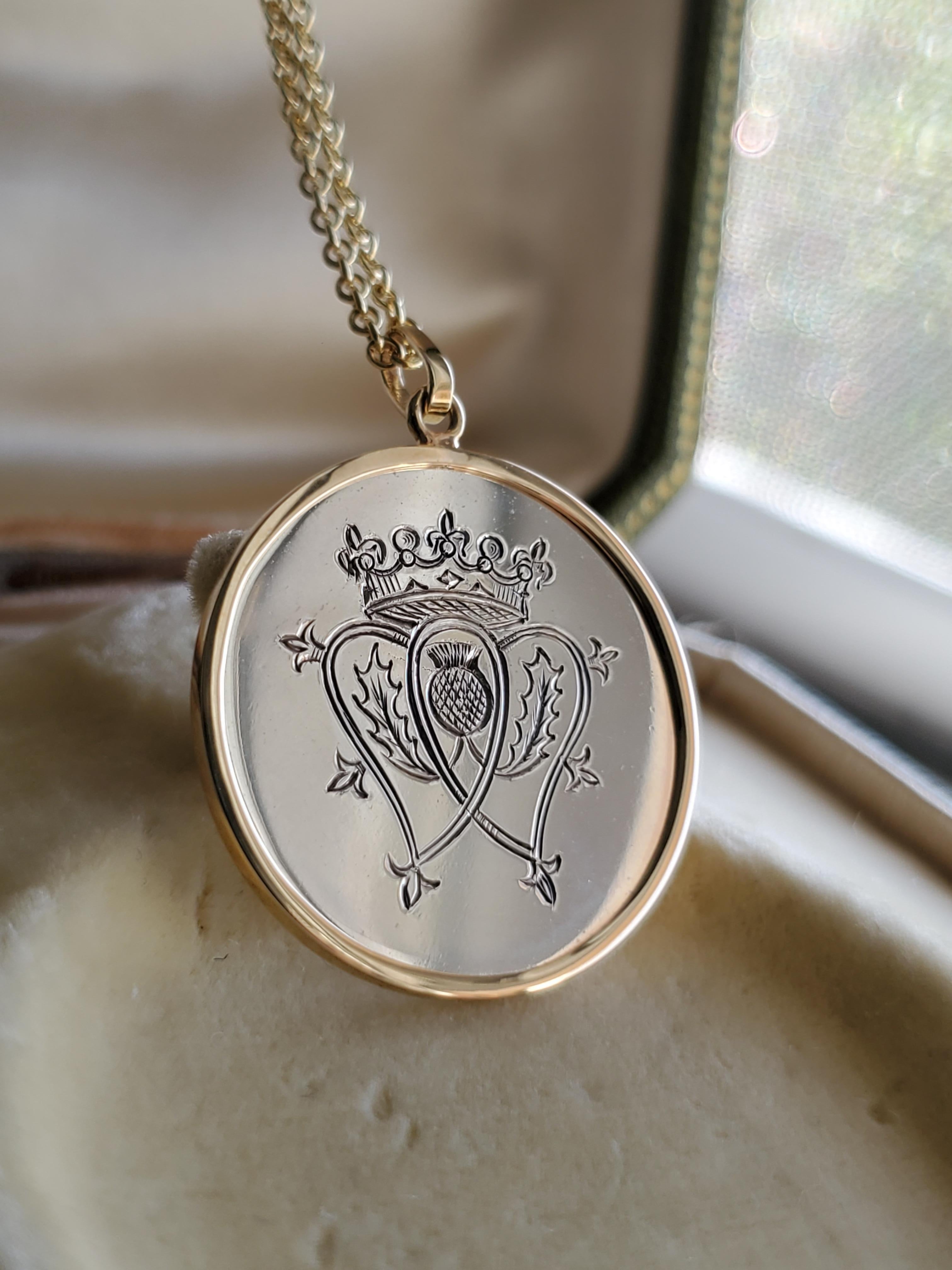 da uomo o donna Gettone d'amore Luckenbooth in oro giallo 14K e argento sterling in vendita