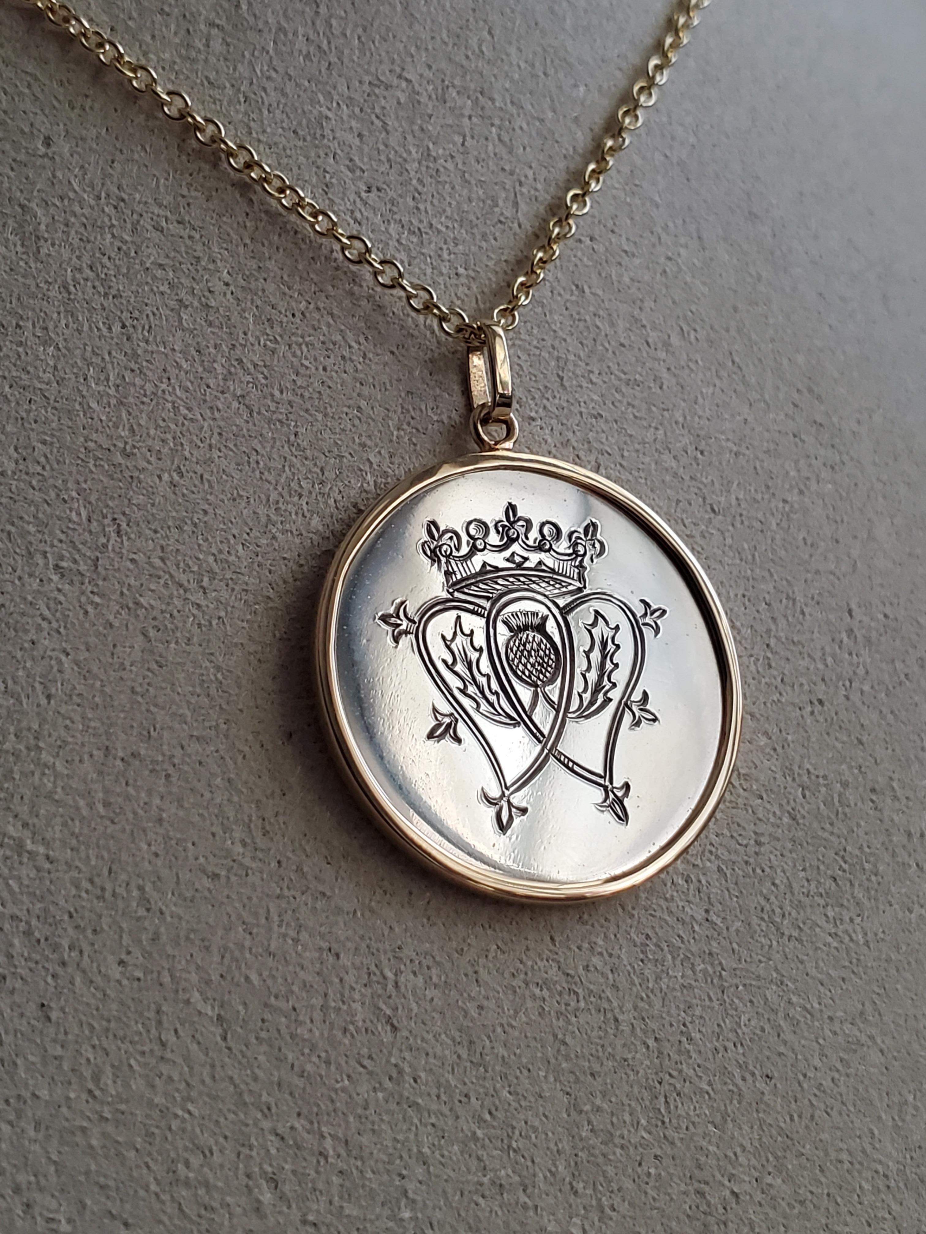 Gettone d'amore Luckenbooth in oro giallo 14K e argento sterling in vendita 4