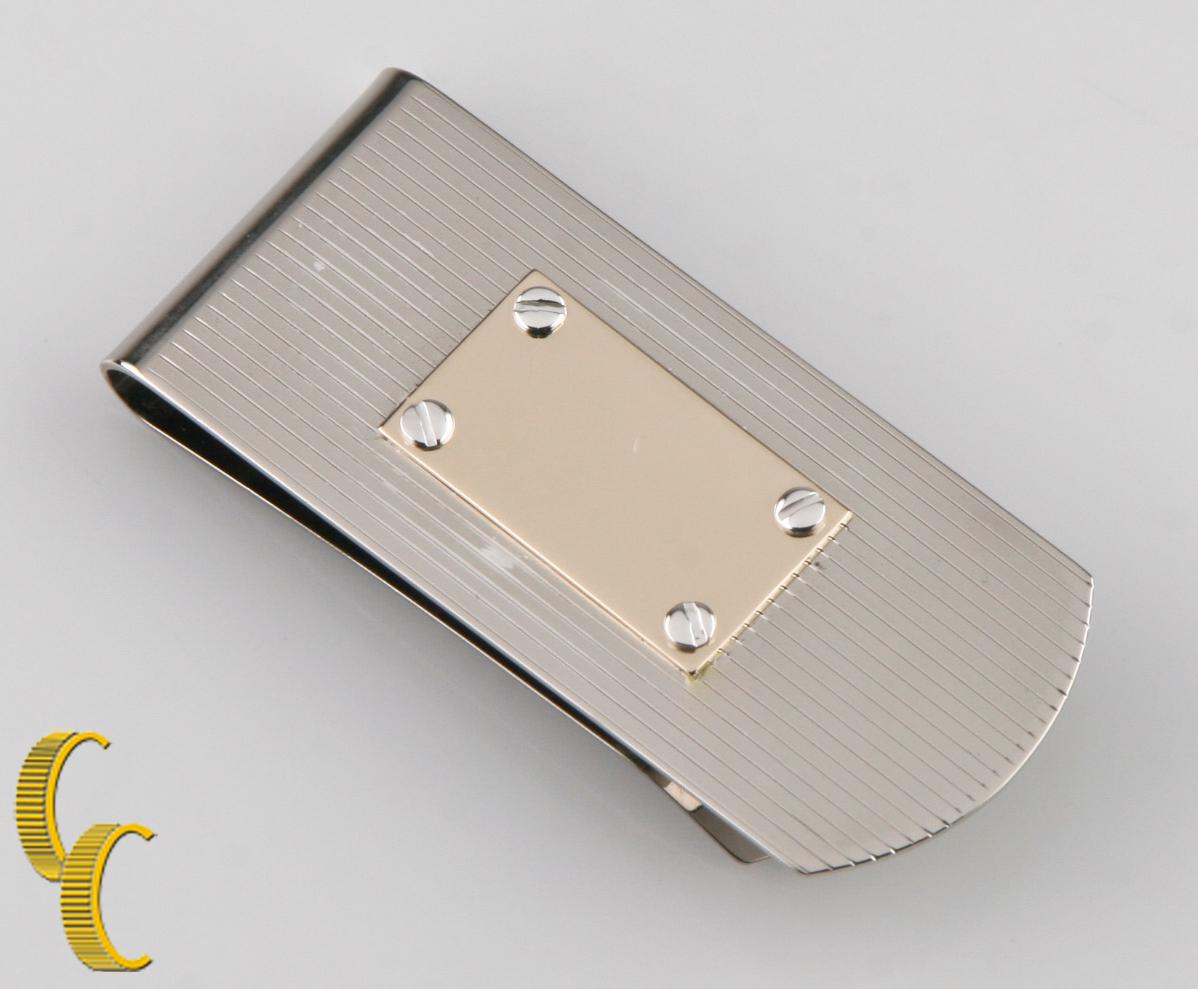 14k Yellow Gold and Sterling Silver Money Clip In Good Condition For Sale In Van Nuys, CA