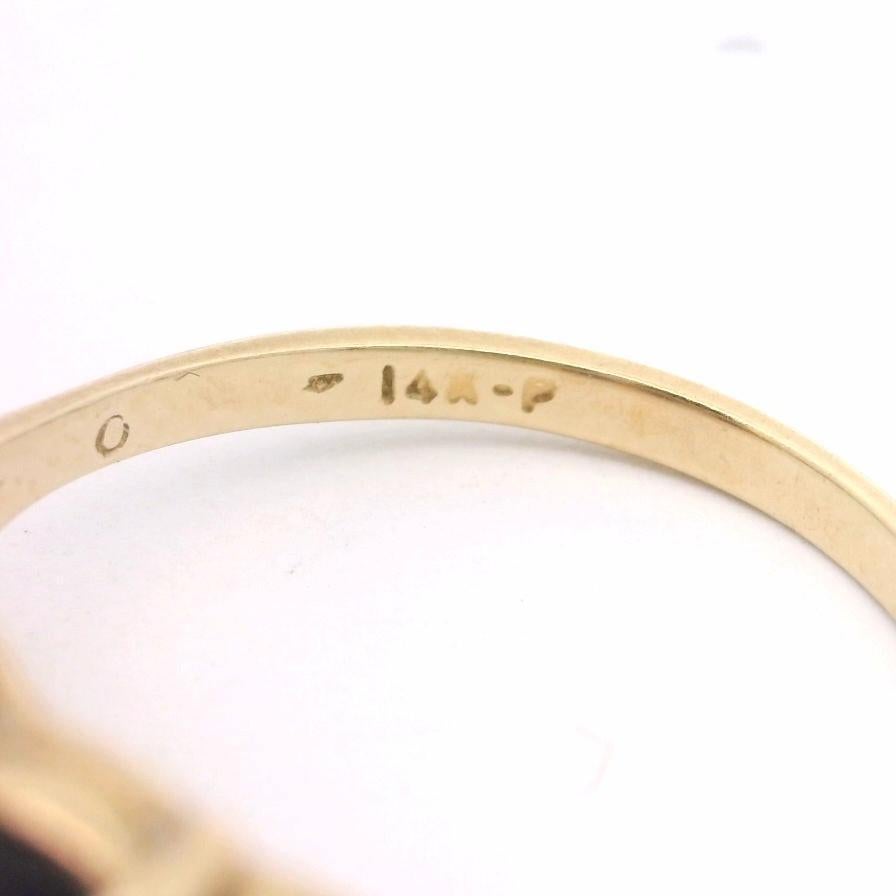 14k Gelbgold und Amethyst-Ring mit drei Steinen, Größe 6,25 Damen