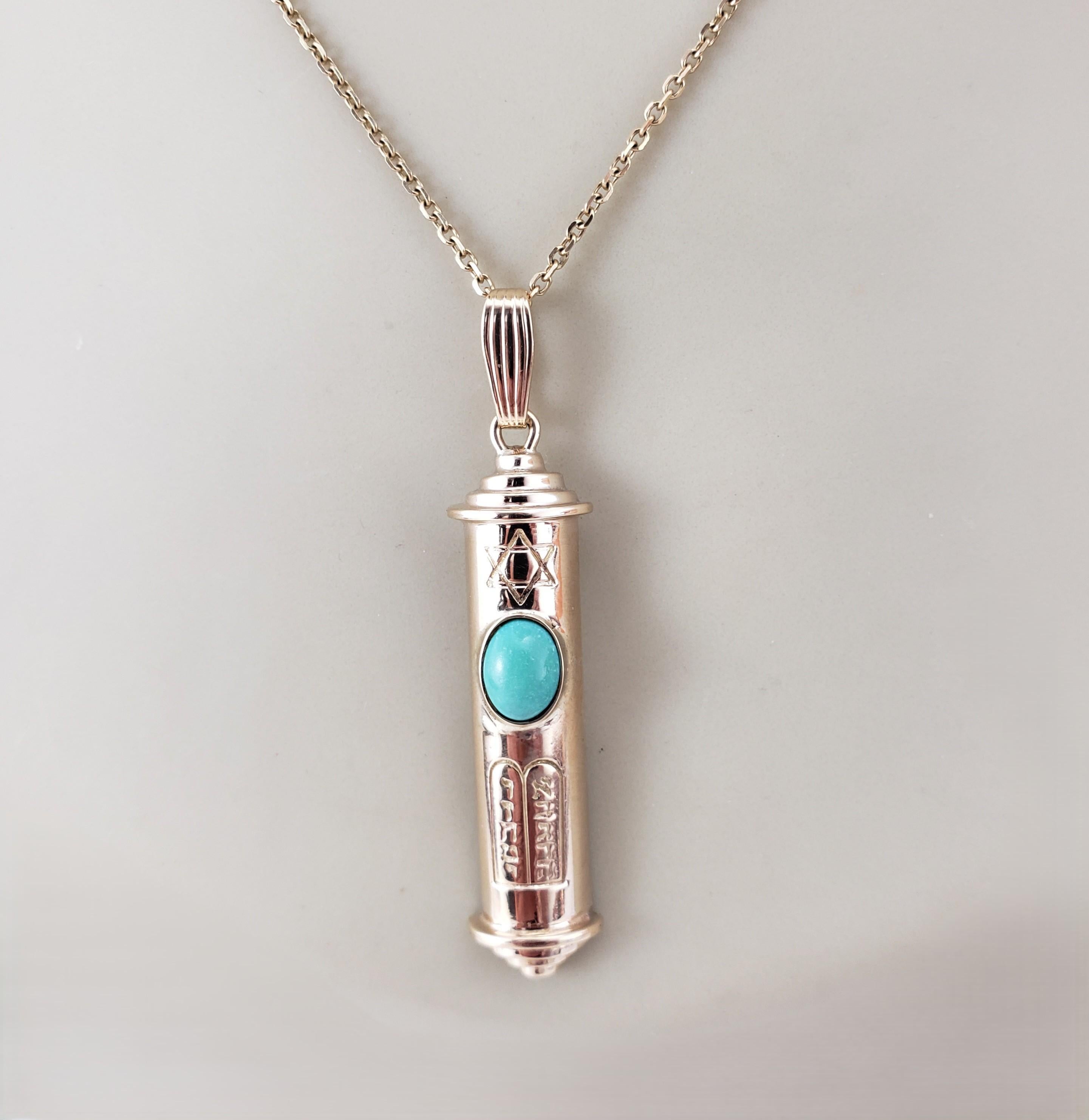 Ciondolo Mezuzah in oro giallo 14K e turchese #22450 in vendita 2