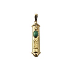 14K Gelbgold und Türkis Mezuzah-Anhänger #22450