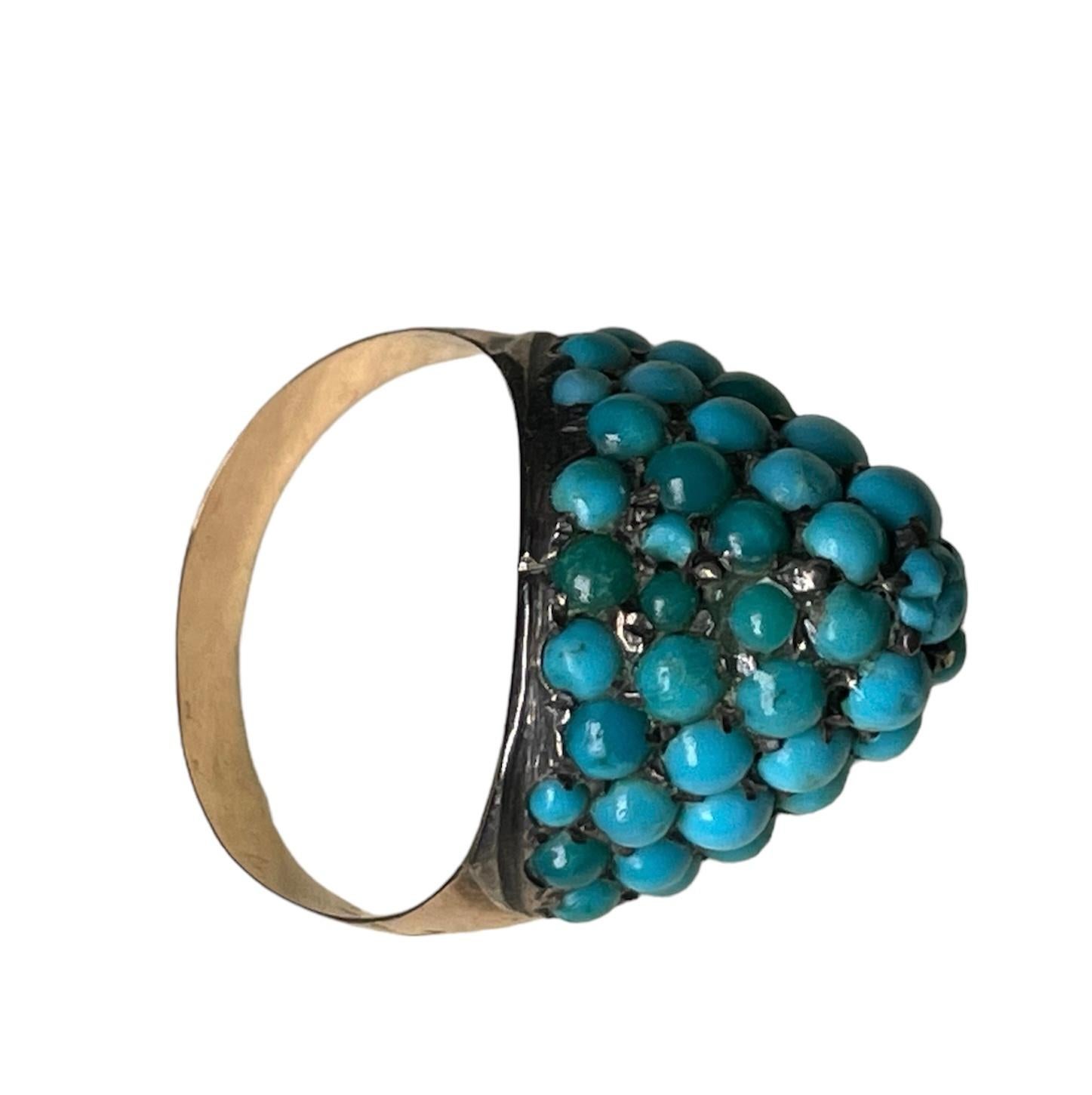 14K Yellow Gold And Turquoise Ring For Sale 4