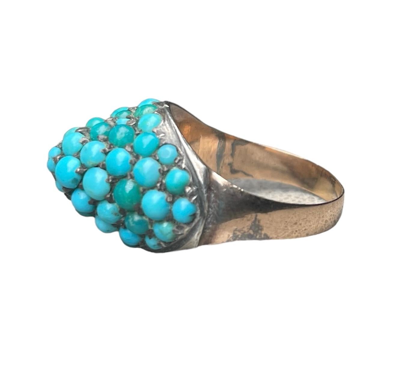 14K Yellow Gold And Turquoise Ring For Sale 5