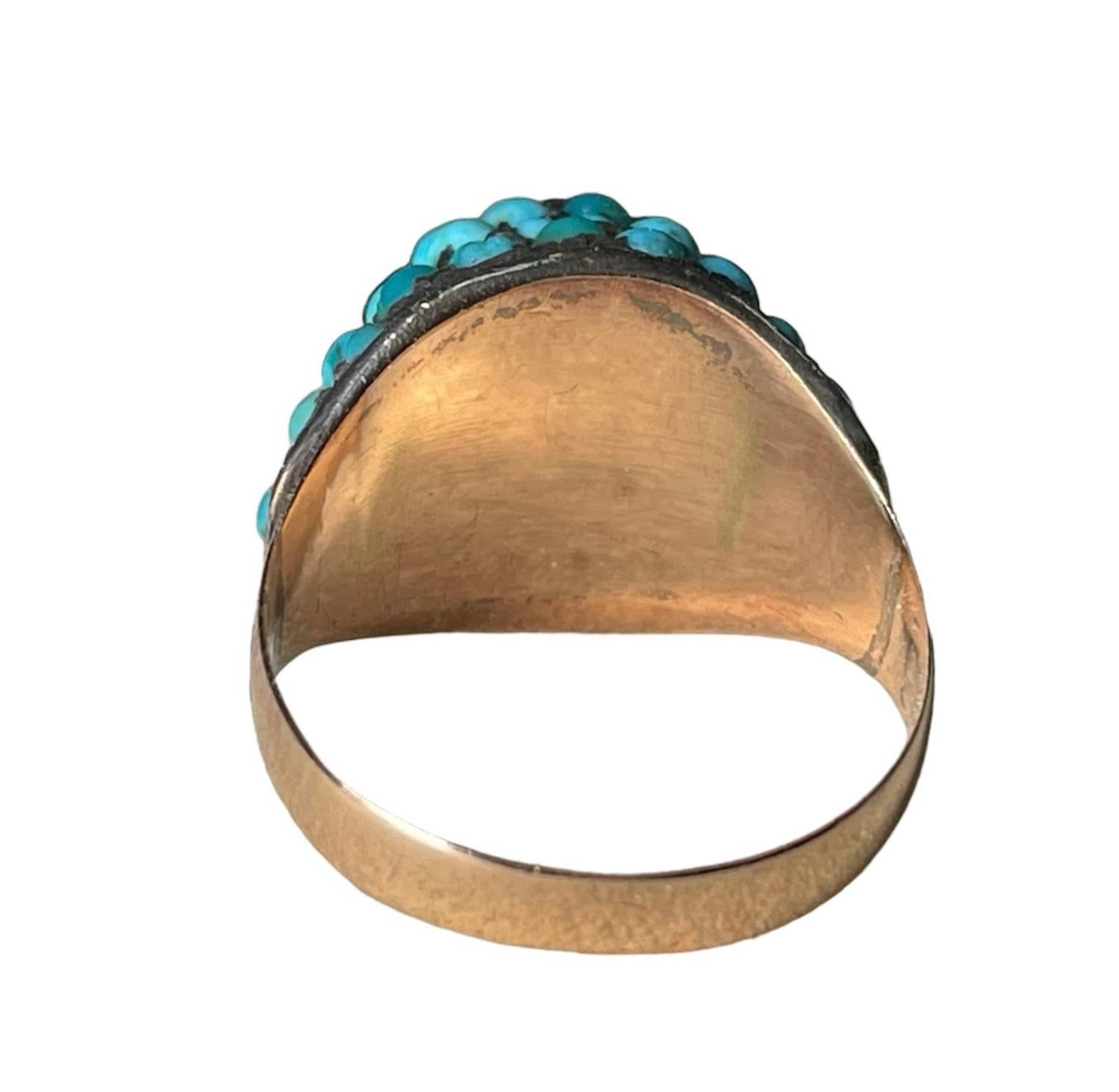 14K Yellow Gold And Turquoise Ring In Good Condition For Sale In Guaynabo, PR