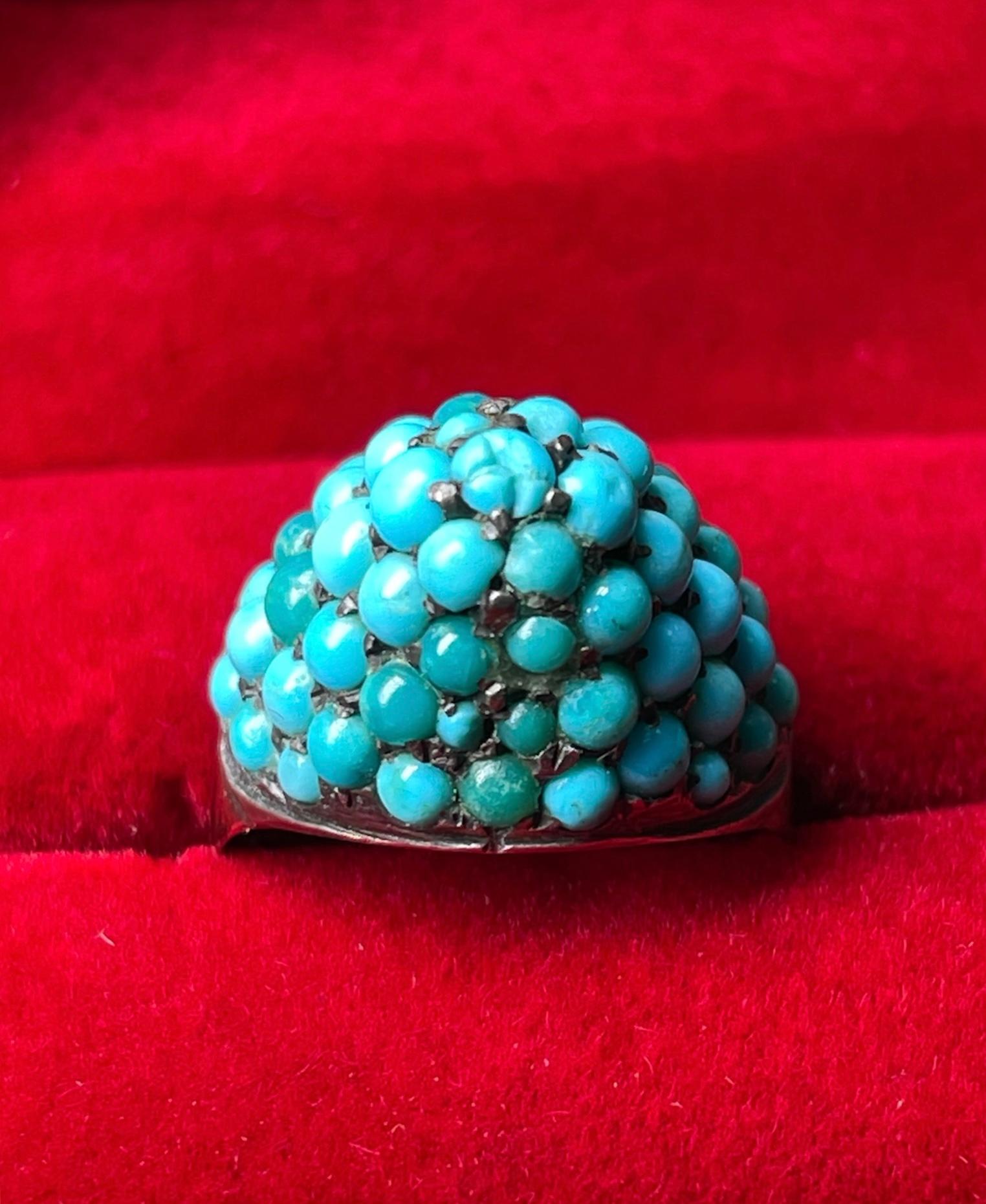 Women's 14K Yellow Gold And Turquoise Ring For Sale