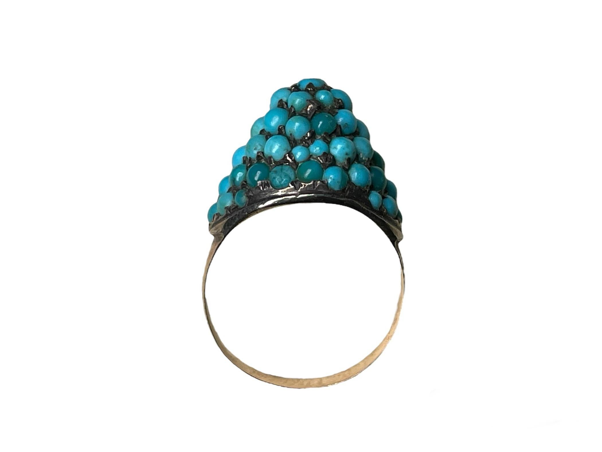 14K Yellow Gold And Turquoise Ring For Sale 1