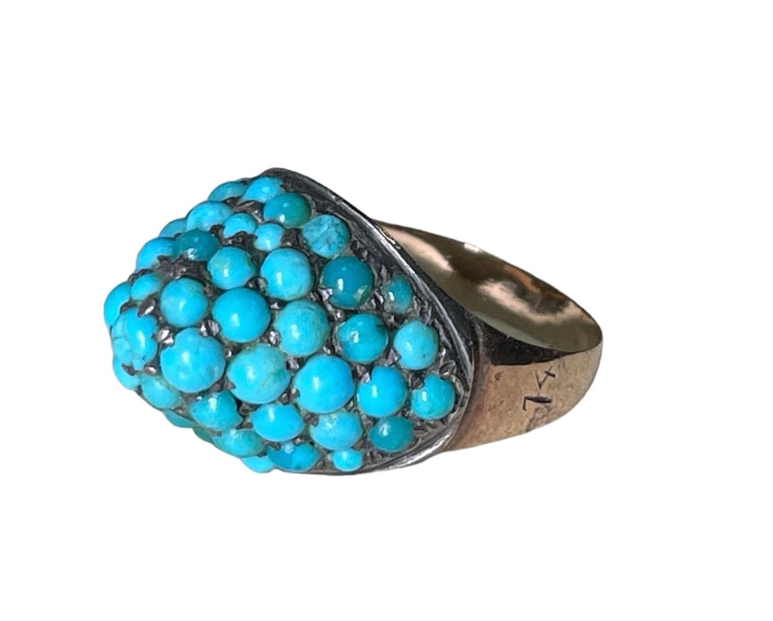 14K Yellow Gold And Turquoise Ring For Sale 3