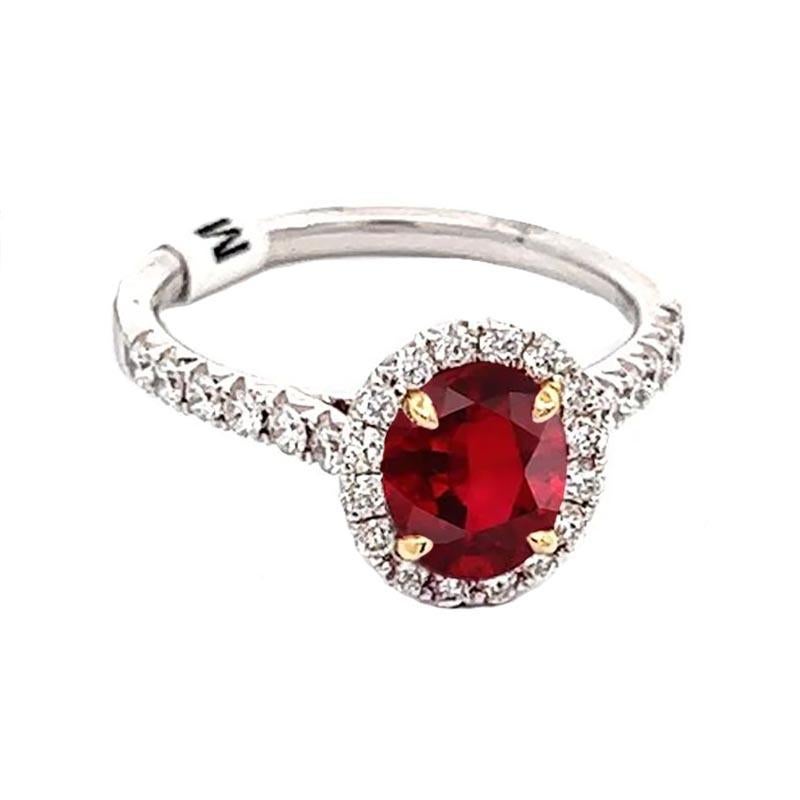 14k Yellow Gold and White Gold Ruby and Diamond Cocktail Ring In New Condition For Sale In Beverly Hills, CA