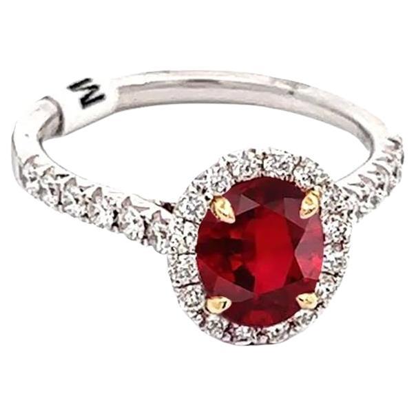 14k Yellow Gold and White Gold Ruby and Diamond Cocktail Ring For Sale