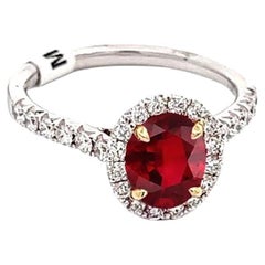 14k Yellow Gold and White Gold Ruby and Diamond Cocktail Ring