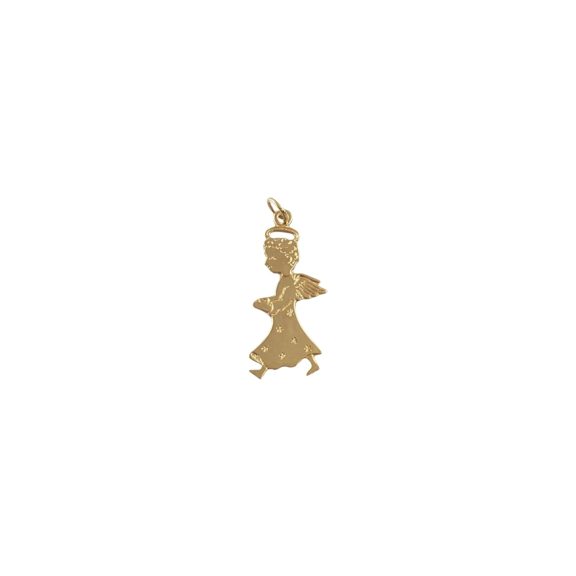 14K Yellow Gold Angel Charm 

Beautiful vintage 14k yellow gold angel charm for the angel in your life. 

Size: 12.88mm X 25.04mm

Weight:  1.4gr /  0.9dwt

Hallmark: 14K

Very good condition, professionally polished.

Will come packaged in a gift
