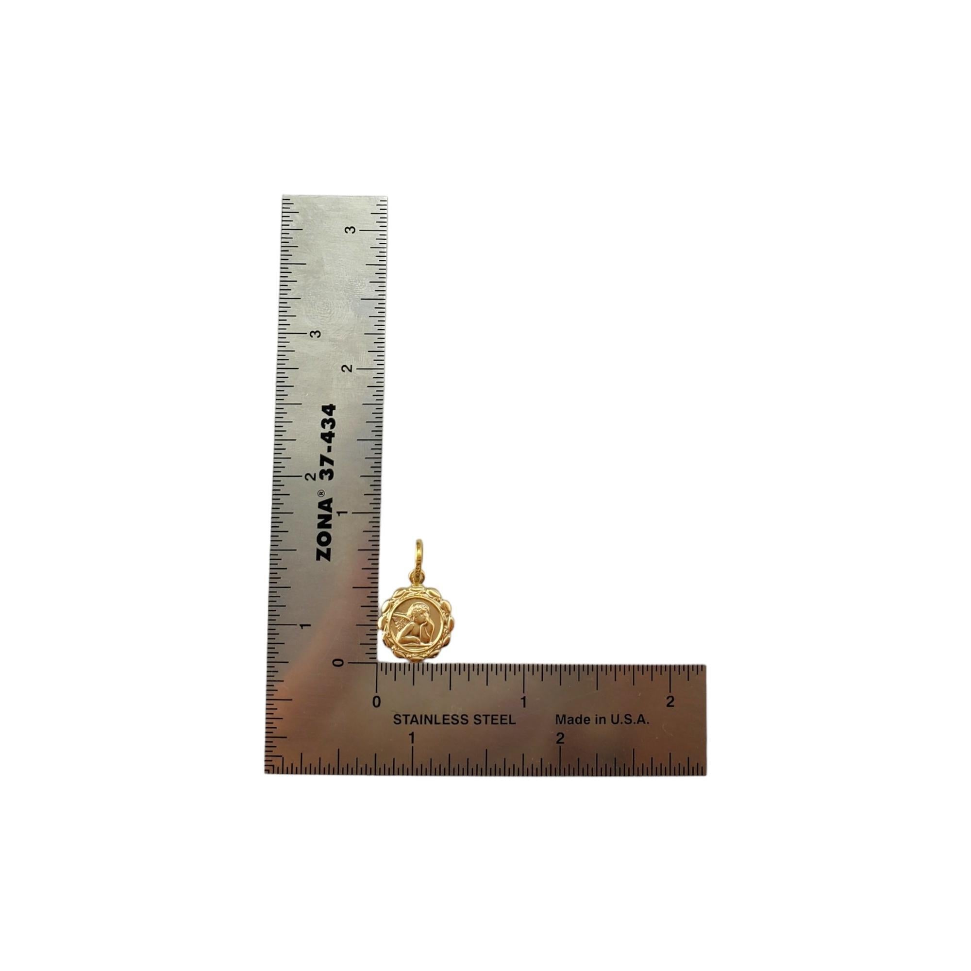 14K Yellow Gold Angel Circular Pendant Necklace #17288 1