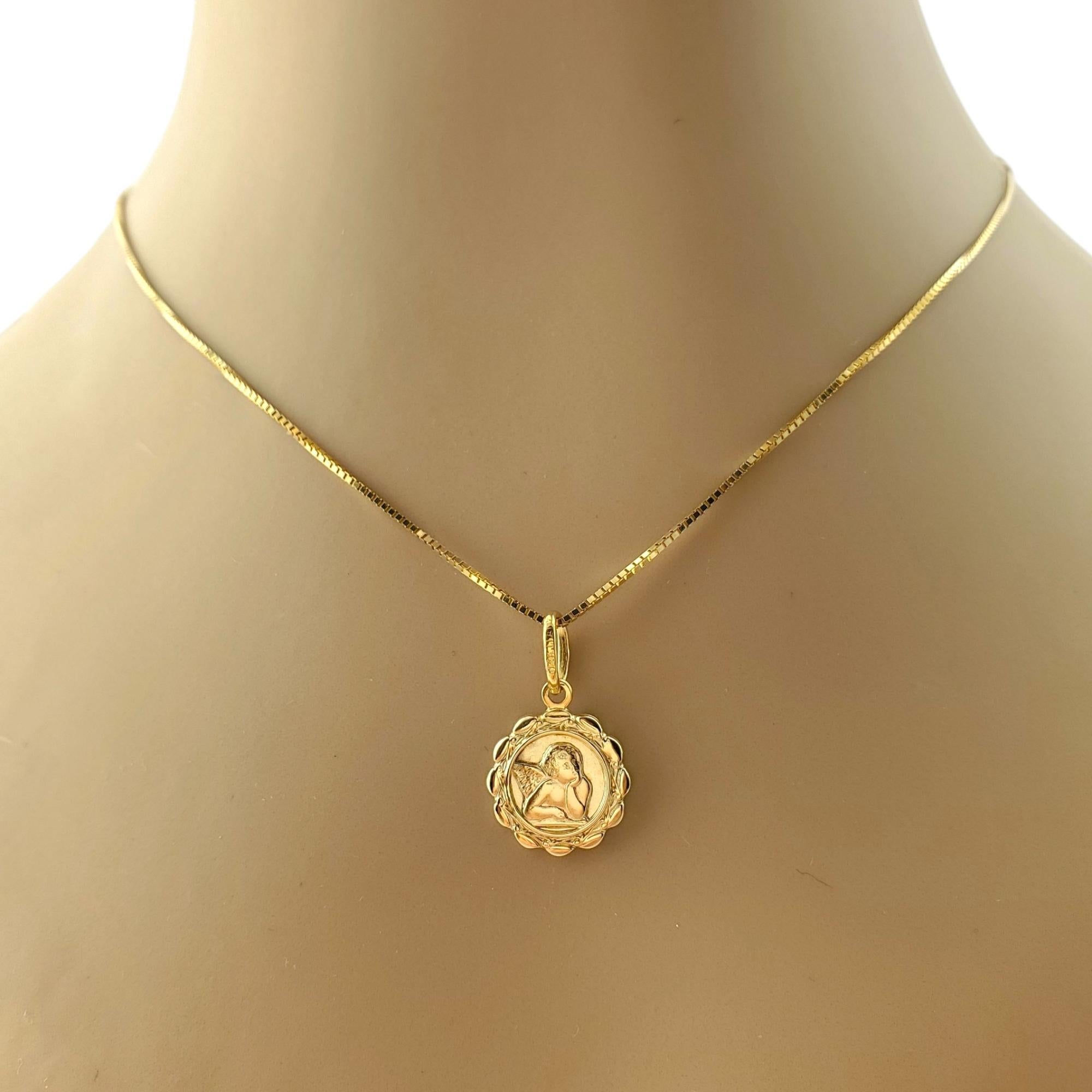 14K Yellow Gold Angel Circular Pendant Necklace #17288 2