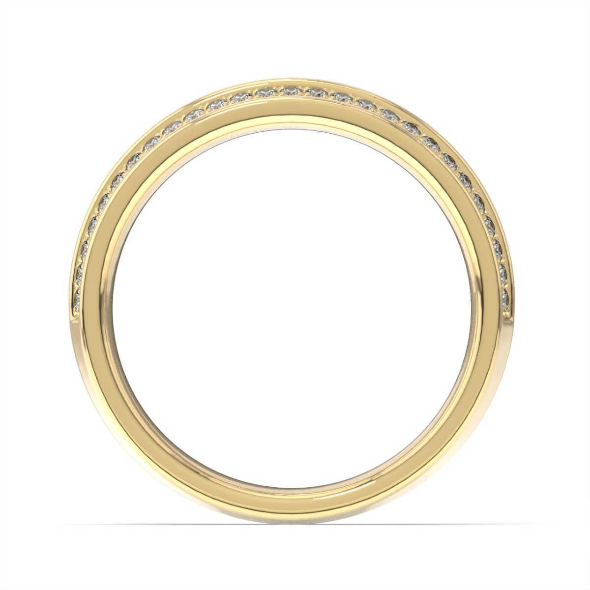 This ring features two rows of perfectly matched 54 round brilliant diamonds micro - prong-set along the top of the band, a delicate raised metal band separates the two rows. Experience the difference!

Product details: 

Center Gemstone Color: