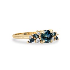 14k Yellow Gold Anna's Dream Dark Blue Sapphire Engagement Ring