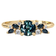 14k Yellow Gold Anna's Dream Dark Blue Sapphire Engagement Ring