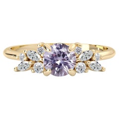 14k Yellow Gold Anna's Dream Lavender Sapphire Cluster Engagement Ring