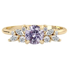14k Yellow Gold Anna's Dream Lavender Sapphire Cluster Engagement Ring