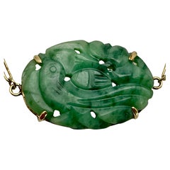 Zertifiziertes viktorianisches Armband aus 14K Gelbgold mit geschnitzter Jade 