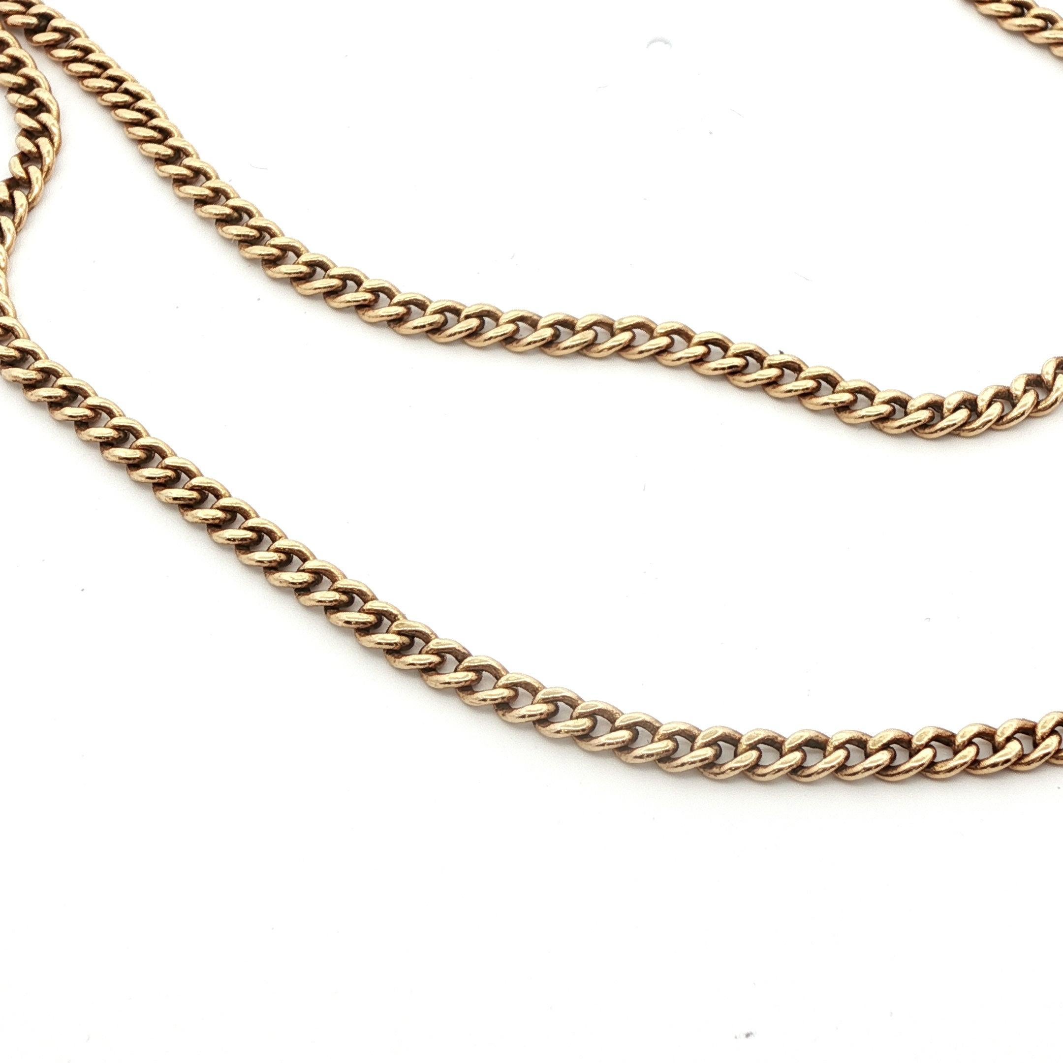 Art Nouveau 14k Yellow Gold Antique Curb Link Chain For Sale