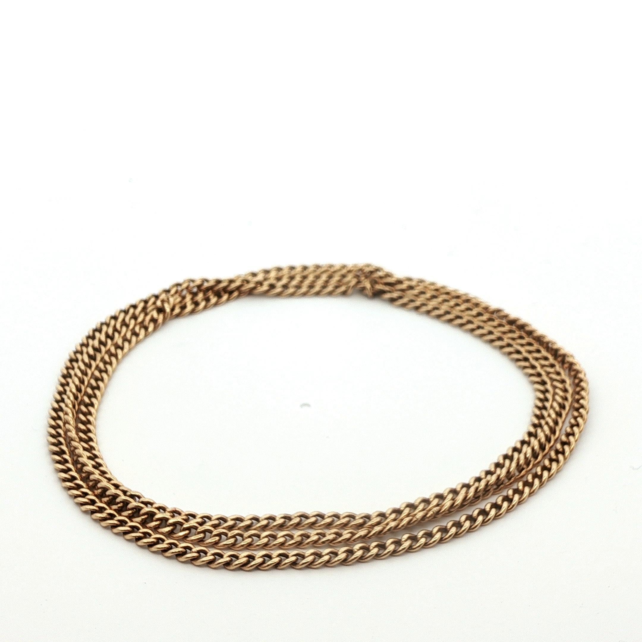 14k Yellow Gold Antique Curb Link Chain In Good Condition For Sale In Lexington, KY