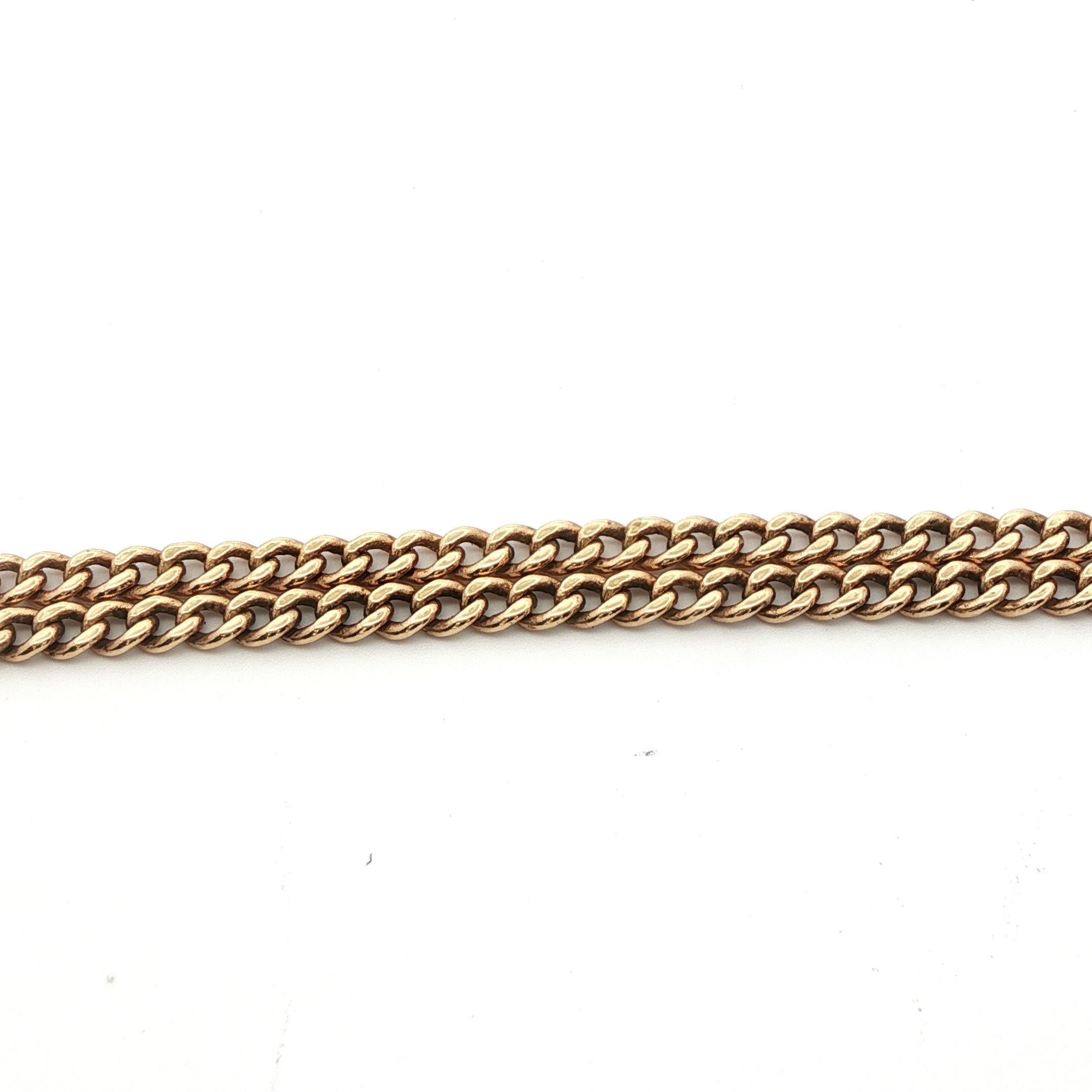 Women's 14k Yellow Gold Antique Curb Link Chain For Sale