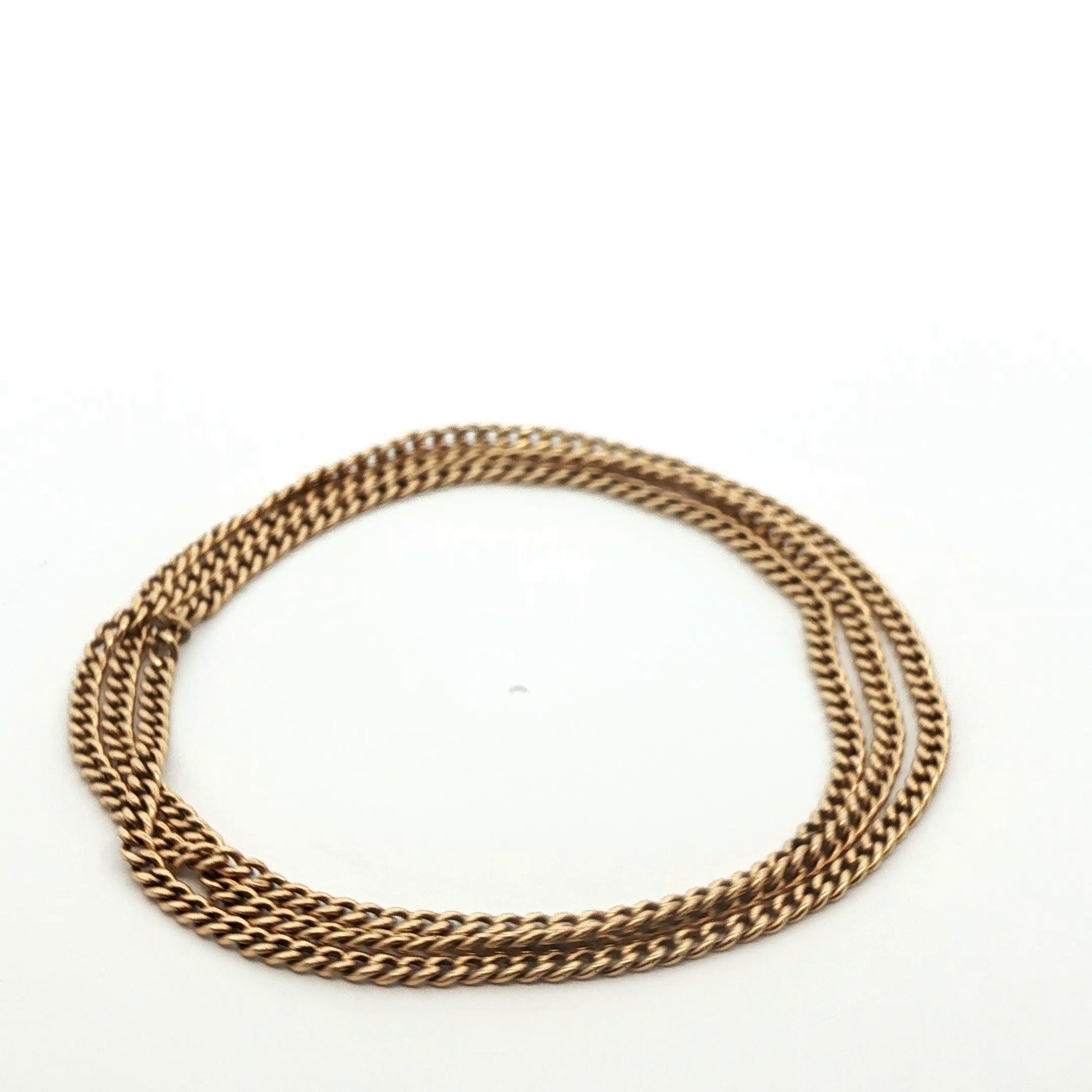 14k Yellow Gold Antique Curb Link Chain For Sale 1
