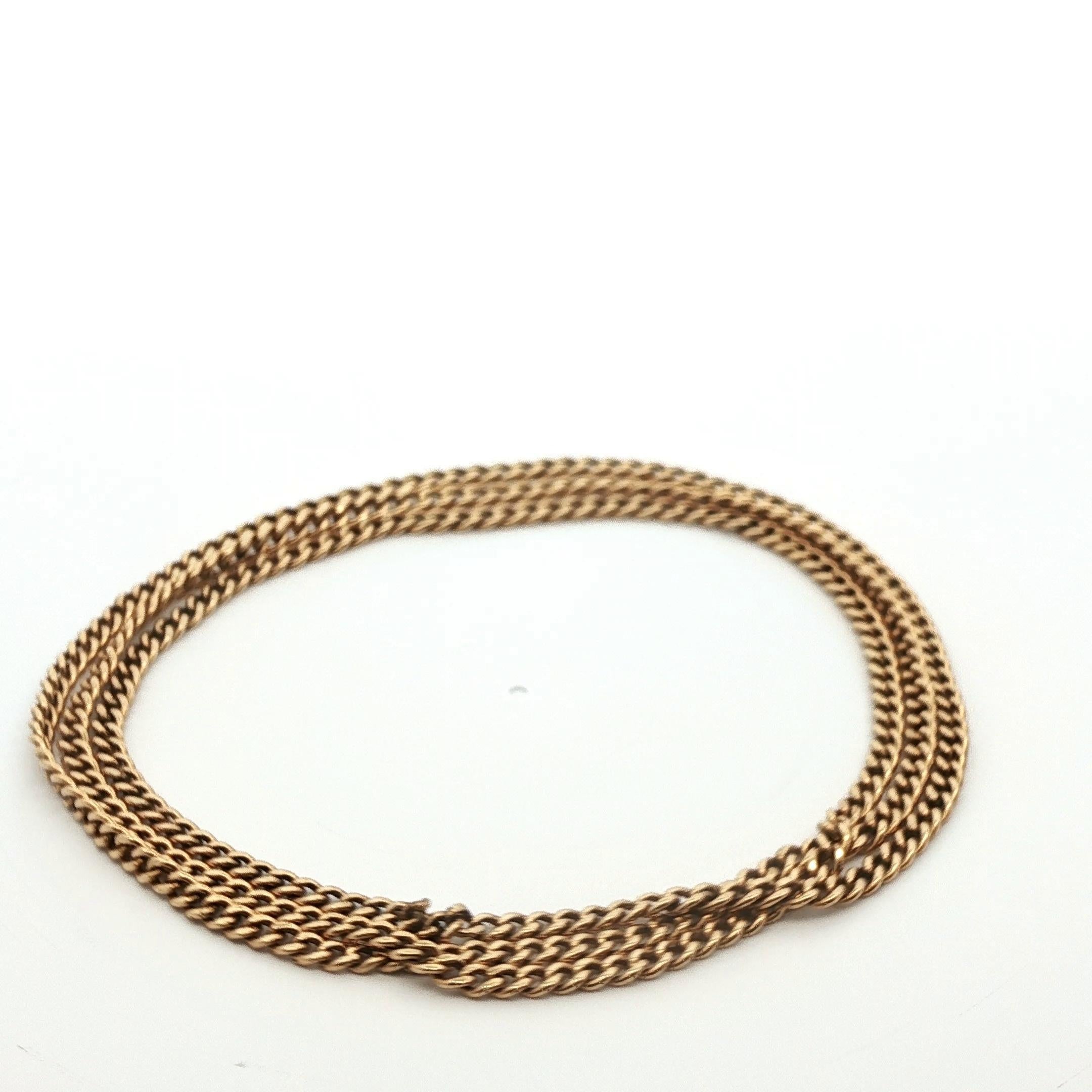 14k Yellow Gold Antique Curb Link Chain For Sale 2