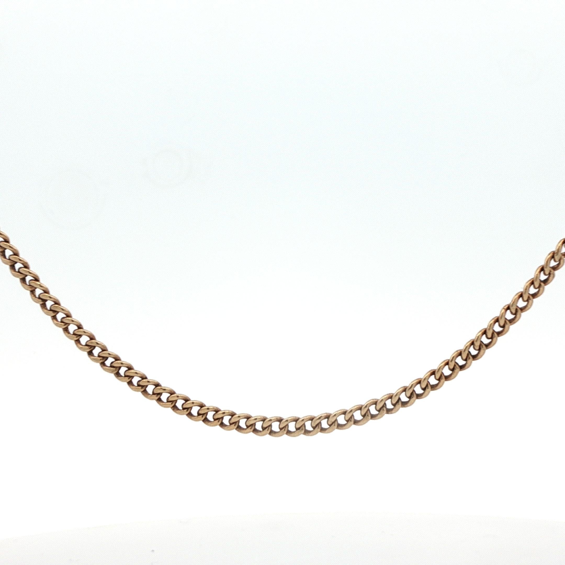 14k Yellow Gold Antique Curb Link Chain For Sale 3
