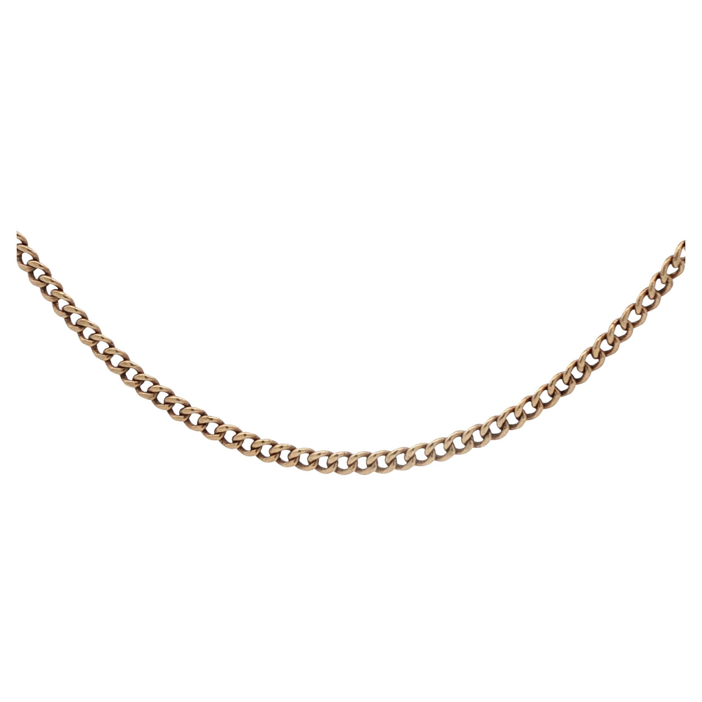 14k Yellow Gold Antique Curb Link Chain For Sale