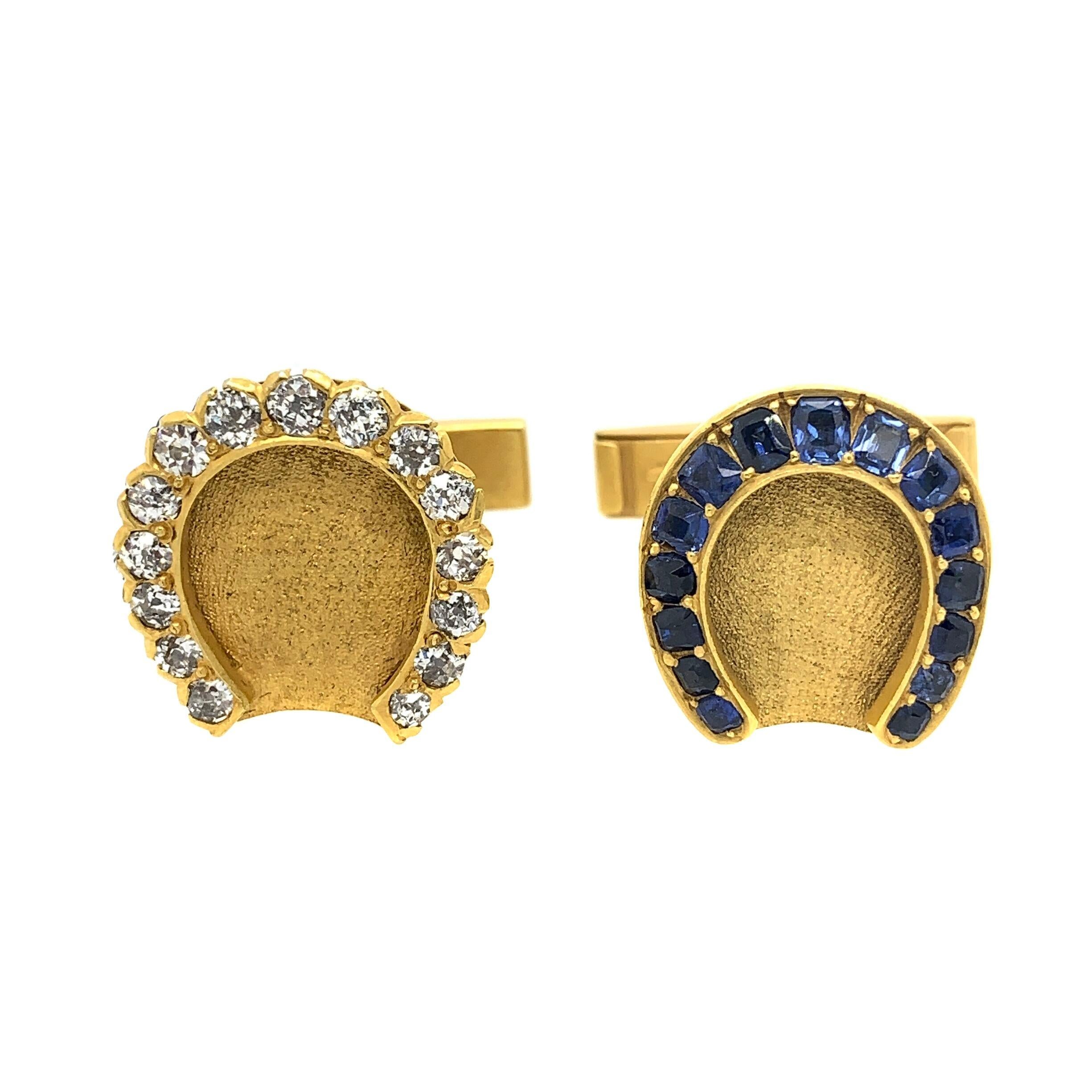 14 Karat Yellow Gold Antique Horse Shoe Cufflinks In Excellent Condition For Sale In New York, NY