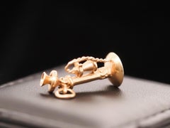 14K Yellow Gold Antique Telephone Charm Pendant