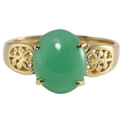 Anello con crisoprasio verde mela in oro giallo 14K