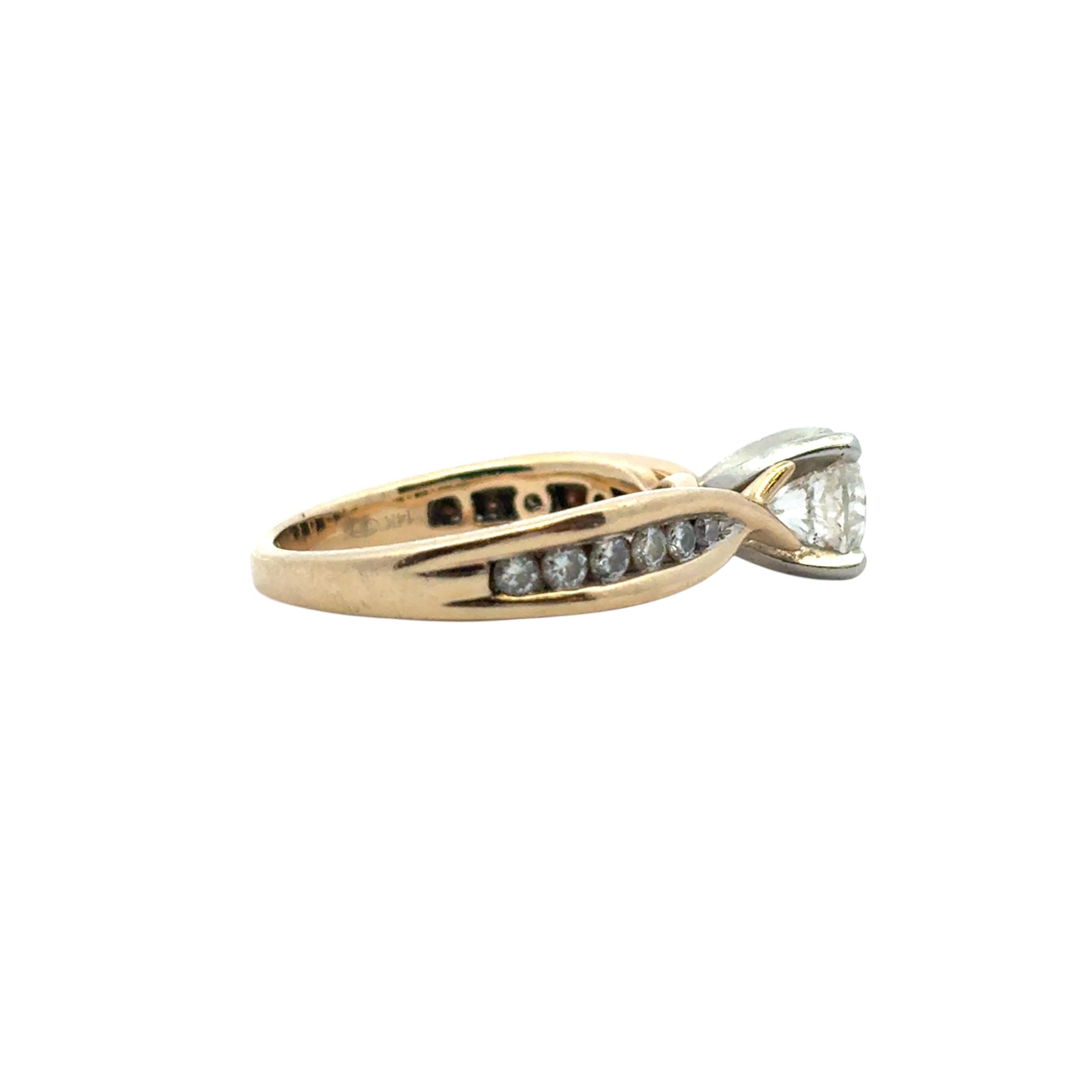 Bague de fiançailles en or jaune 14 carats avec diamant rond naturel d'environ 0,90 carat en vente 9