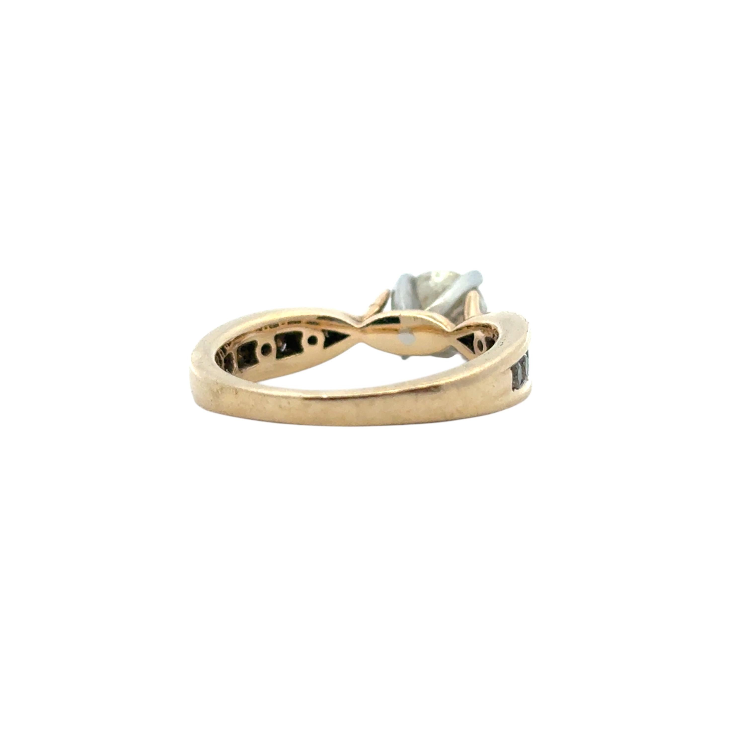 Bague de fiançailles en or jaune 14 carats avec diamant rond naturel d'environ 0,90 carat en vente 10
