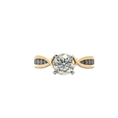 14k Yellow Gold approx. 0.90ctw Natural Round Diamond Engagement Ring